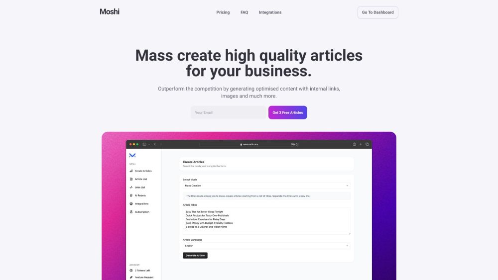 Moshi website screenshot