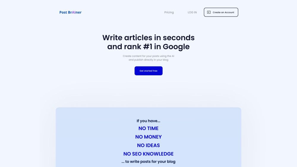 Post BrAIner website screenshot